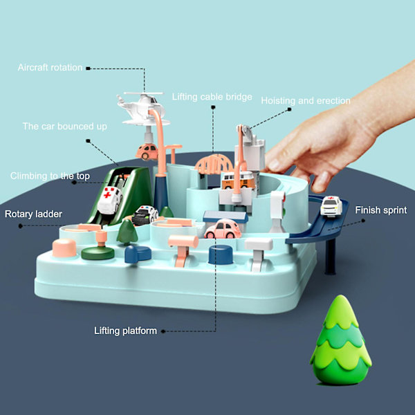 Kids Gift Baby Car Adventure Game Manual Rail Tog Track Legetøj til børn Uddannelseslegetøj Multi-color
