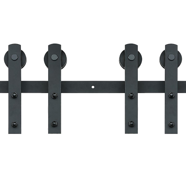 8FT Sliding Lading Door Hardware Kit, 330LBS, för dubbeldörrar, med mjuk och tyst remskiva (I Shape)