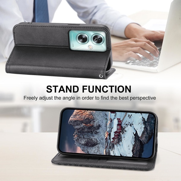 Til Oppo A79 5g / A2 5g Case Calf Texture Pu Læder+tpu Stand Telefoncover Black