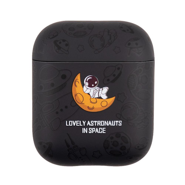 Tpu beskyttende etui til Airpods 1/2 Black Crescent Astronaut