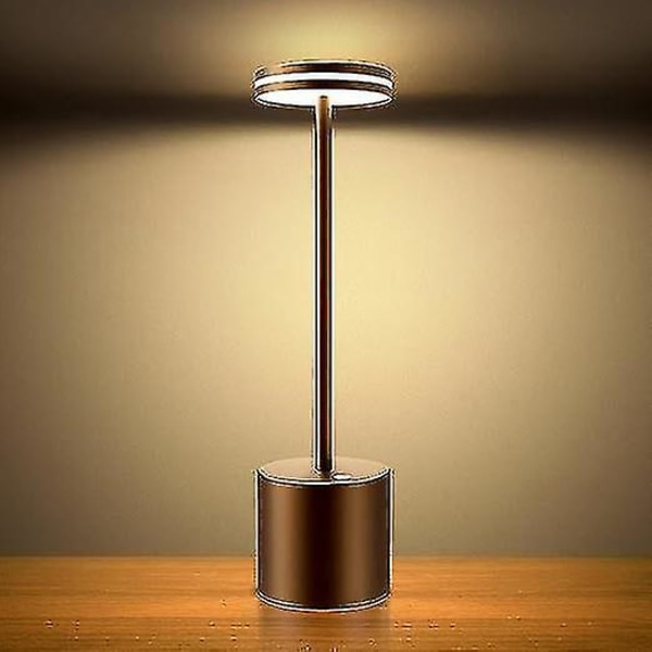 2-pack uppladdningsbar sladdlös led-bordslampa, 5000 mah batteridrivna bordslampor, 3 färglägen, dimbar, USB bordslampa för hem, middag, inomhus, O Brown