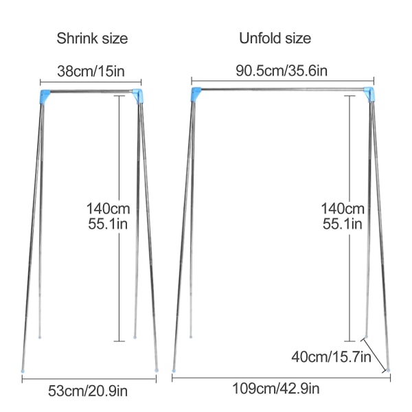 Bärbart klädställ, mini hopfällbart torkställ för resor, camping, tvätt, dans, inomhus, utomhus 55.1*35.6In