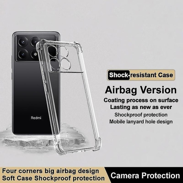 IMAK för Xiaomi Poco X6 Pro 5Gmi K70E 5G genomskinligt case Stötsäkert TPU- cover Transparent Style B Xiaomi Poco X6 Pro 5G