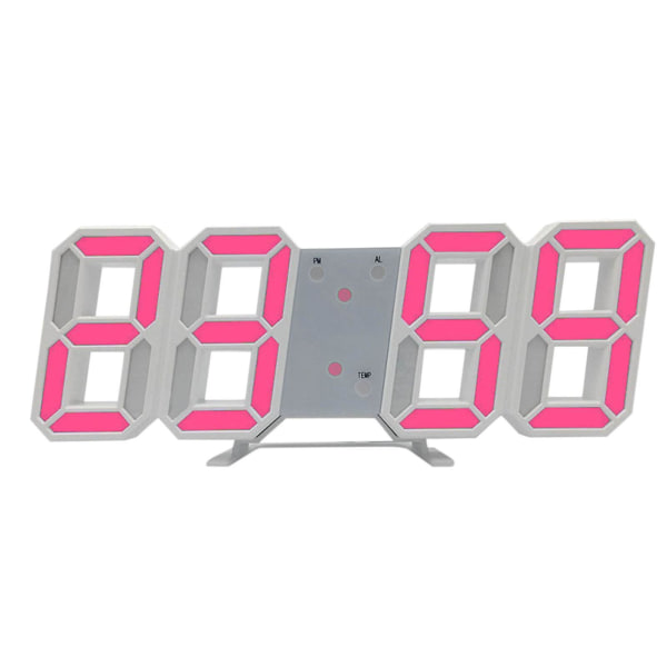 Led digitalt ur Vægdeko Glødende Nattilstand Justerbart elektronisk bordur Vægur Dekoration Stue Led-ur Pink