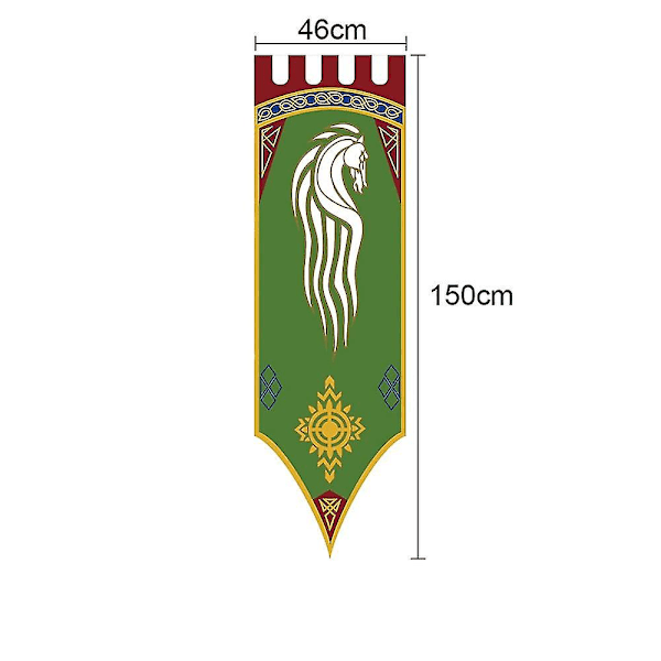46x150cm Keskiaikainen kuningaskunta Rohan Gondor Horse Tree Banner Lippu Seinäriippu Koti Asuntola Olohuone Viiri Lippu Burgees Sisustus (DP) A