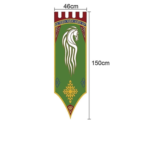 46x150cm Middelalderriget Rohan Gondor Hestetræ Banner Flag Væghængende Hjem Sovesal Stue Vimpel Flag Burgees Decor (DP) E