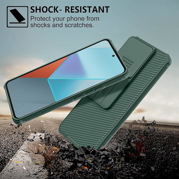 För Xiaomi Redmi Note 13 Pro 5G Case, Dual Layer Heavy Duty Stötsäkert cover med glidkameraskydd, Anti-Scratch Non-Slip Green For Redmi Note 13 Pro