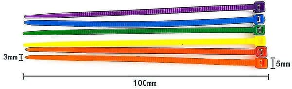 1200 Kabelbindersæt Farvede Kabelbindere 100 * 2,5 mm