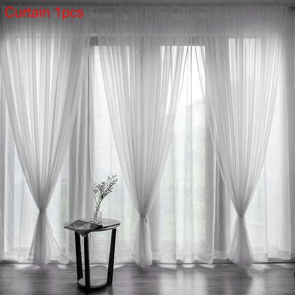 Gardin Tyl Dør Vindue Gardin Drape Panel Gennemsigtigt tørklæde Valancer Moderne soveværelse Stue Gardiner White