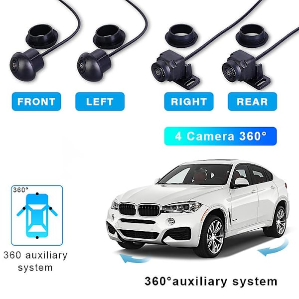360 Panoramic Camera 1080P HD Taka / Etu / Vasen / Oikea 360 Panoraama tarvikkeet auton Android Radiolle left and right