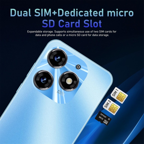 Ny smartphone 5,5 tum 512gb Rom 6800mah batteritid 108mp Android 14 Dual Sim Dual Standby 5g mobiltelefon blue