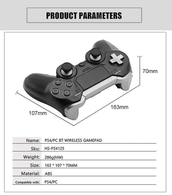 Trådlös Bluetooth spelkontroller kompatibel Ps4 / Slim / Pro / Pc Blue