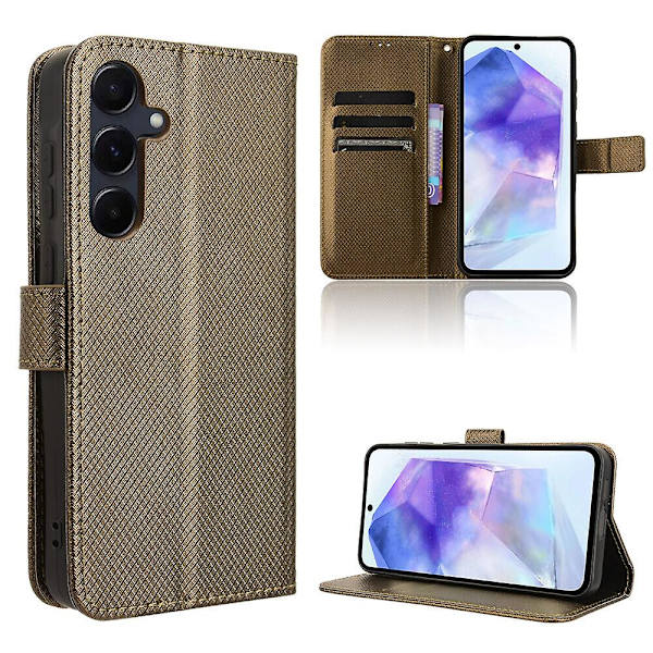 Kompatibel med Samsung Galaxy A55 5G Case , Kickstand Korthållare Cover Magnetisk case för Samsung Galaxy A55 5G Brown