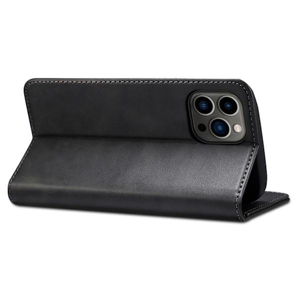 SUTENI för iPhone 15 Pro Phone case Calf Texture Plånboksställ Black