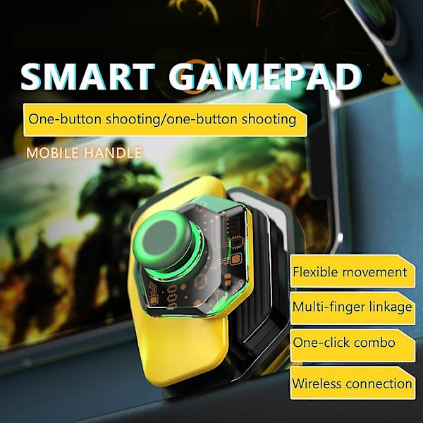 Bluetooth 5.0-spelkontroller kompatibel med Pubg Mobile Phone Gaming Trigger Gamepad Joystick Auxiliary Artif YellowBlack