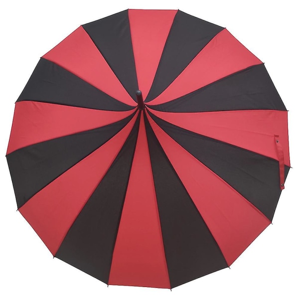 Elegantti pitkäkahvainen tuulenpitävä sateenvarjo Auringon sateen käyttö 16 kylkeä Mustavalkoinen Design Pagoda Tyyppi B
