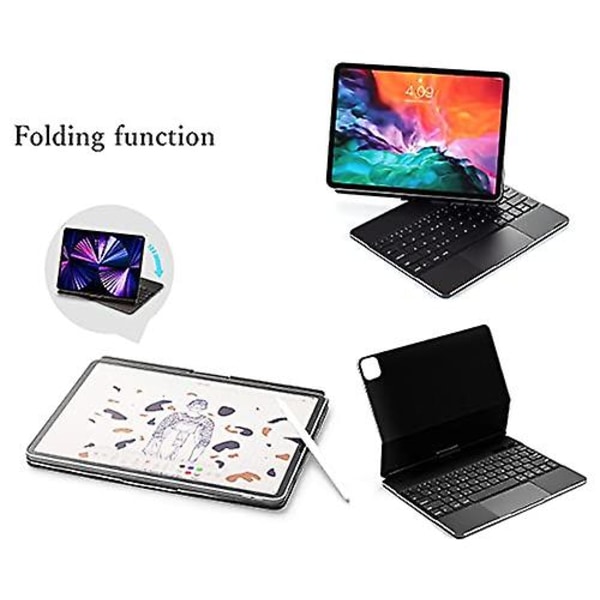 360 roterande magnetiskt tangentbord för Ipad Pro 12,9 tum 2021 2020 Tangentbordsfodral Case tangenter Inbyggd Trackpad Pro 12,9 5:e 4:e generationens Timoom Pad Ke