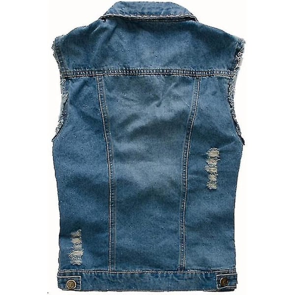 2023 nya män mode ärmlös jacka väst väst jeans Weskit Cowboy väst Tw Blue 4XL