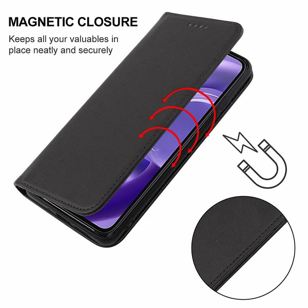 Motorola Edge 30 Neo Magnetic Closure Nahkainen phone case Black