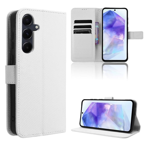 Kompatibel med Samsung Galaxy A55 5G Case , Kickstand Korthållare Cover Magnetisk case för Samsung Galaxy A55 5G White