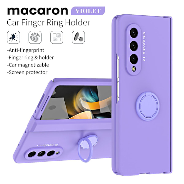 Z Fold 5- case med skärmskydd, ultratunt case Kompatibel Samsung Galaxy Z Fold 5 med ringhållare Gångjärnsskydd Purple
