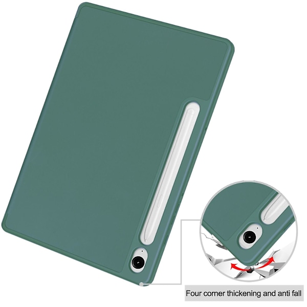 Smart läder case för Samsung Galaxy Tab S9 Fe Dark Green
