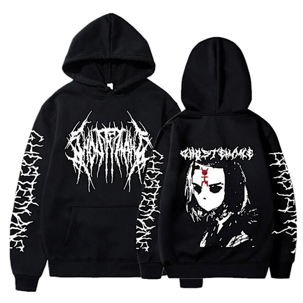 Ghostemane Metal Rock Style Huppari Miesten Muoti Gothic Pusero Puserot Miehet Naiset Hip Hop Ylisuuri Hupullinen Fleece Streetwear Musta M