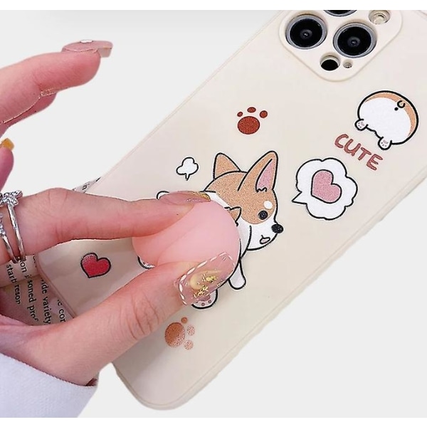 Sødt 3D tegneserie Peach Corgi Hip telefoncover til iPhone 14 Pro Max/13/12/11/SE/XR/XS/X/8Plus/7/6S Red iPhone13Pro Max