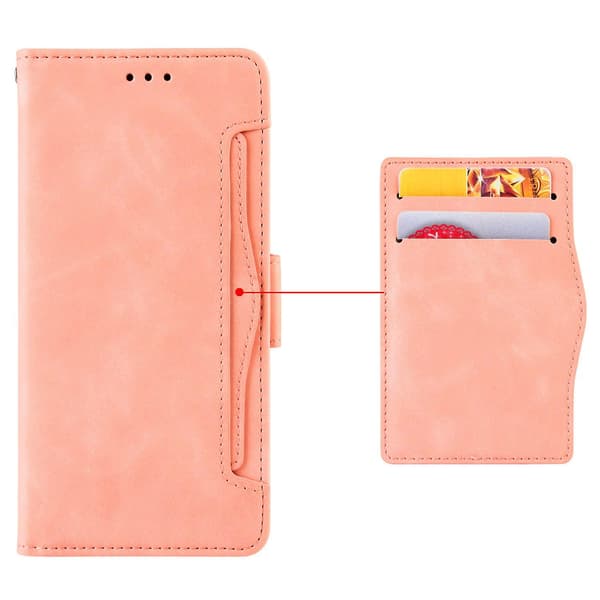 Lædercover til Honor Magic6 Pro 5G Case Stand Multiple Card Slots Case - Brun Pink Style E Honor Magic6 Pro 5G