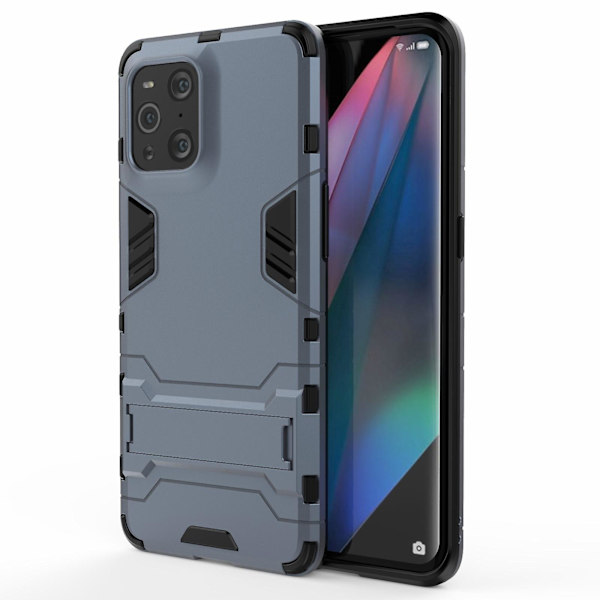 Til Oppo Find X3/find X3 Pro 2 I 1 Fuld beskyttelse Plast + Tpu Combo Hybrid Telefon Protector Cover Case med Kickstand Blue