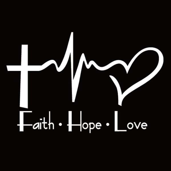 Faith Hope Love Vinyl Bildekal Tecknad Jesus Christian Religiou Bibelsymbol White
