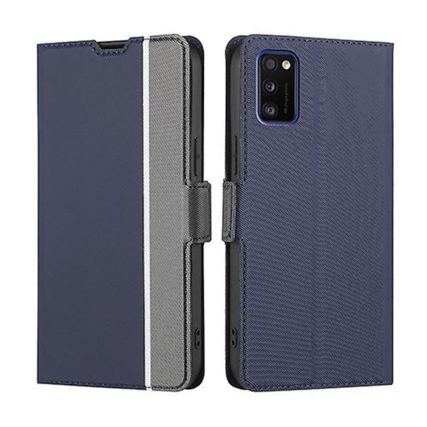 Samsung Galaxy A41 Twill Texture Side Button Nahkainen phone case Blue
