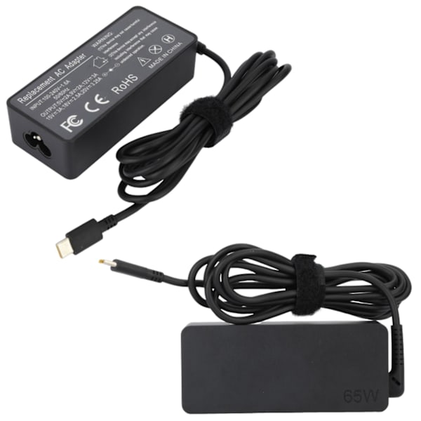 65w Type-c laptopladdare Snabbladdning Automatisk upptäckt Universal power Kompatibel Lenovo T480 T490 T490s T480s Black