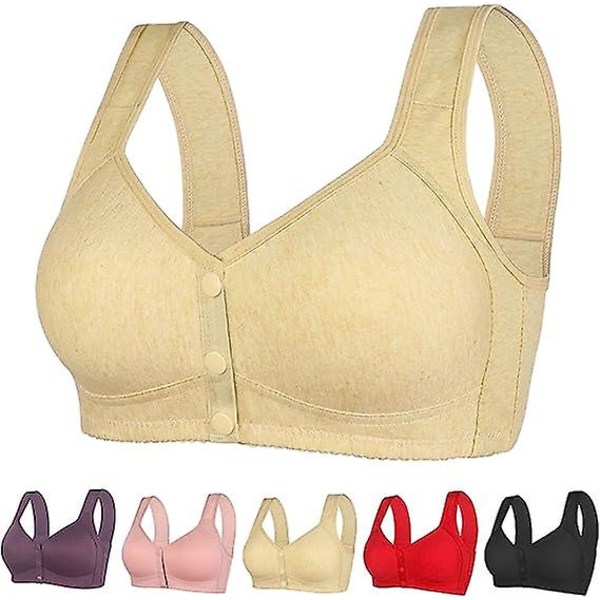 Daisy BH Frontstängning, Dam Daisy BH, BH med tryckknappar fram utan bygel Push Up Högt stöd Sport Push Up BH Yellow 5XL