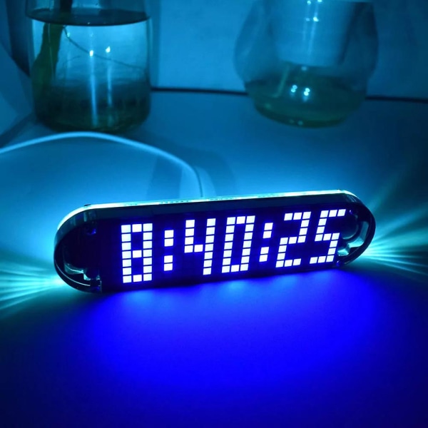 Hög noggrannhet Multifunktion Led Dot Matrix Animation Effects Clock Diy Kit Nytt Blue