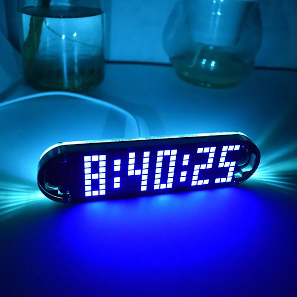 Høj nøjagtighed Multifunktion Led Dot Matrix Animation Effects Clock Diy Kit Nyt Blue