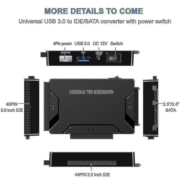2024,Zilkee Ultra Recovery Converter Usb3.0 till Sata/ide hårddisk Kabel Disk Adapter Eu Plug