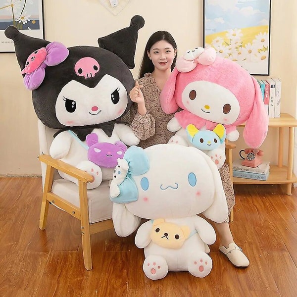 Kawaii Sanrio Kuromi My Melody Cinnamoroll Plyschdockor 40/50 cm Mjuk fylld kudde Anime Figur Tecknad Rumsinredning Barnleksaker Gif Kuromi 50cm