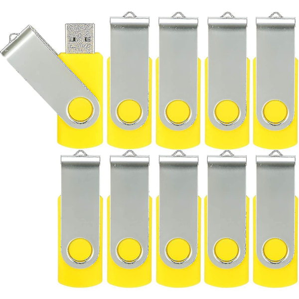 10-pack USB minnen USB 2.0 tumenhet Bulk-pack Snurrbar Memory Stick Vik lagring Jump Drive Zip Drive 10 Pack Yellow 32GB