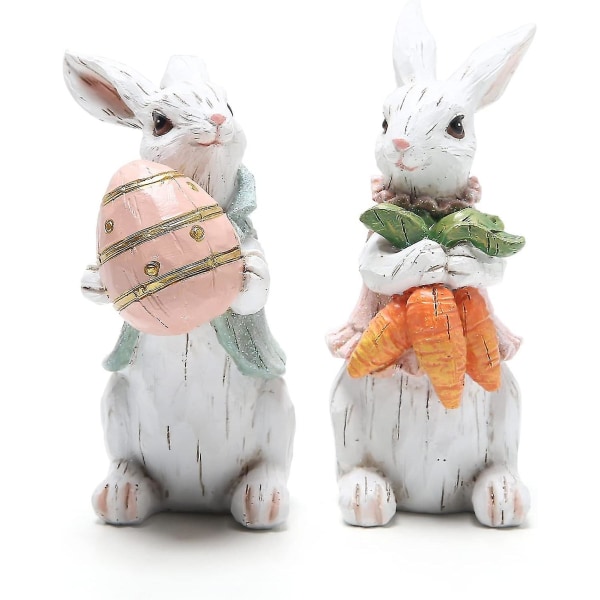 Påskhare-pardekorationer, 2st vårpåskkaninfigurer, vårbordsdekorationer för festhemsemester, parpresenter 2Pcs