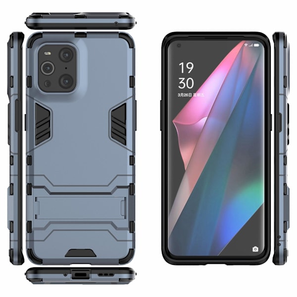 Til Oppo Find X3/find X3 Pro 2 I 1 Fuld beskyttelse Plast + Tpu Combo Hybrid Telefon Protector Cover Case med Kickstand Blue