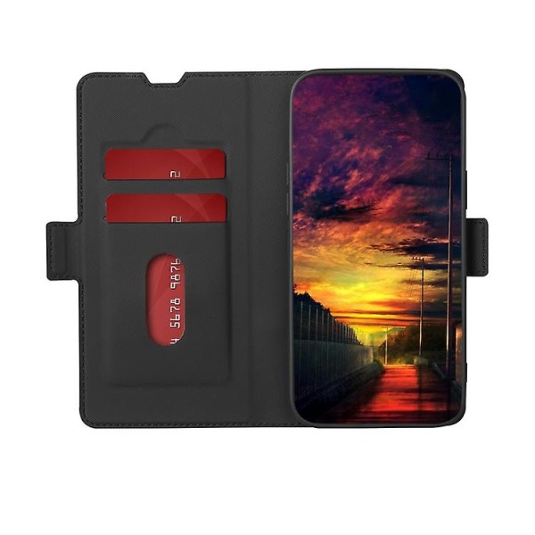 Til Samsung Galaxy A41 Twill Texture Side Button Lædertelefontaske Black