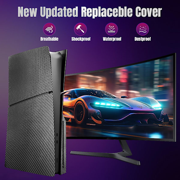 Ps5 Slim Cover Ps5 Slim Plader, Carbon Fiber Ps5 Slim frontplade, Adskilte støvtætte sidepaneler Shell kompatibel med Playstation 5 Slim For PS5 Slim Disc