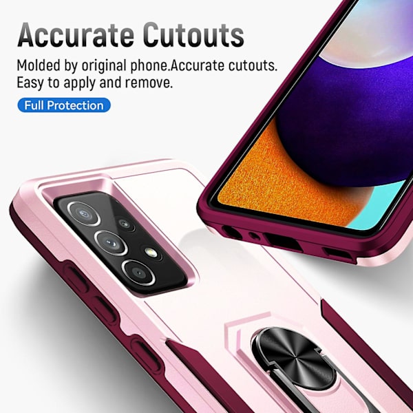 För Samsung Galaxy A52 4g/5g/a52s 5g Defender Series Välskyddad Pc + Tpu cover Rotary Ring Kickstand Case Pink Rose
