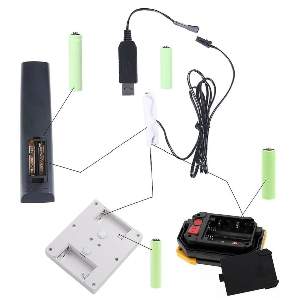 Aa-akun poistaja USB power Vaihda 1–4 kpl 1,5 V Aa-akkua US-3V models