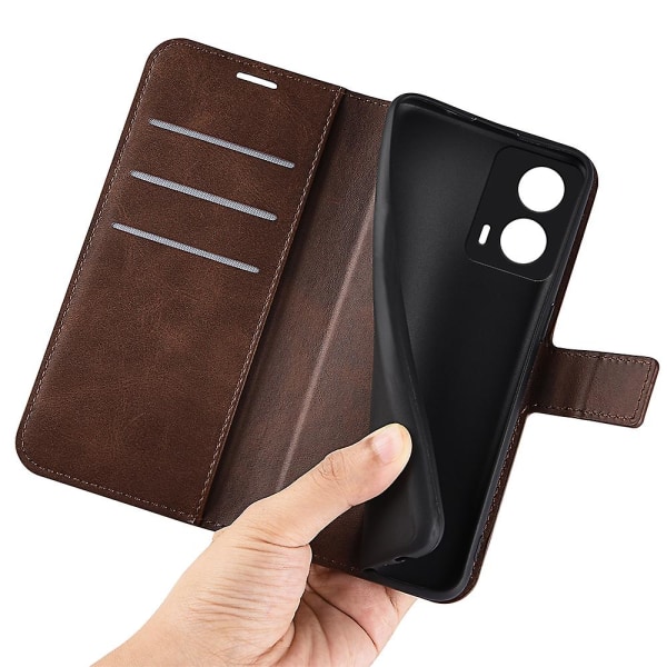 För Motorola Moto G24 4G magnetiskt phone case PU- cover Brown