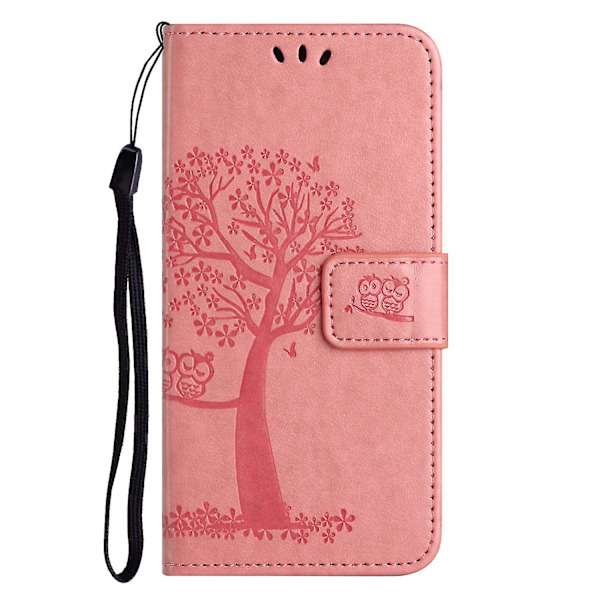 For Honor X6a 4g Owl Tree Imprinted Pu Læder Stand Wallet Case Fuld beskyttelse Telefon Cover Pink