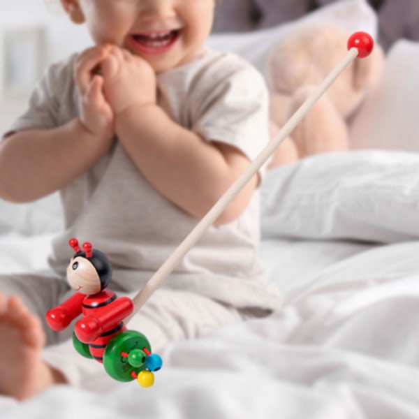 Træ Push Along Walking Legetøj, Småbørn Push Toy, Træ Børn Walking, Walking Småbørns Legetøj til indendørs kravle bee Multi