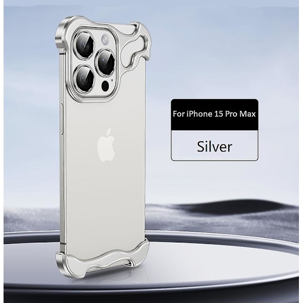 Metallirunkoinen case Iphone 15 Pro Max -puhelimelle, Creative Military Anti-Drop Minimalist cover , yhteensopiva Magsafen kanssa Silver For iPhone 15 Pro Max