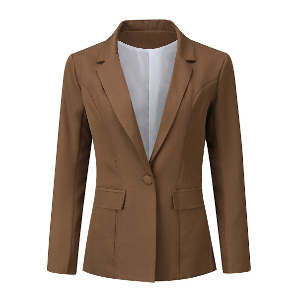 Yynuda 2-delt Slim Fit ensfarvet forretningsdragt til kvinder (blazer+bukser) Brown XS